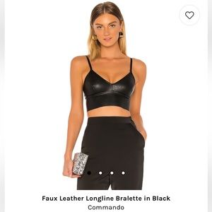 Commando Faux Leather Longline Bralette in Black